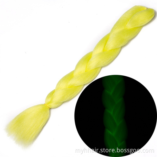 Colorful Hair Extensions Braiding braids pure colorful 24 inch 100 g/piece Synthetic hair Glowing Braids Luminous
